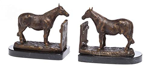 aubaho 2 Buchstützen Bronze Skulptur Figur Pferd Bronzeskulptur Bronzefigur Buch Bronzefigur