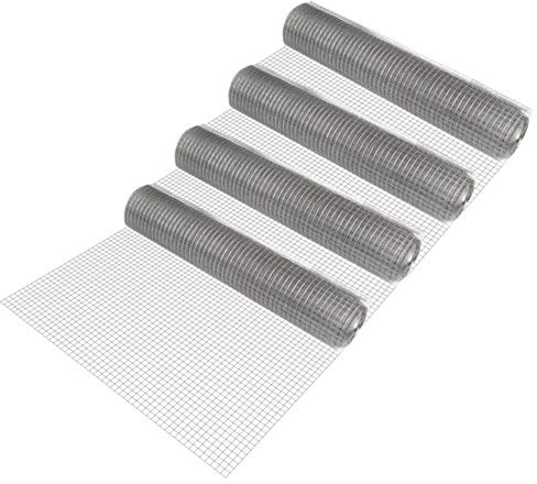 pro.tec 4 Rouleaux de Grillage Métallique pour Clôture Polyvalent Grille Découpable Écologique Durable en Acier Galvanisé 100 cm x 25 m Gris