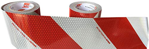 2x ORALITE® Kfz-Warnmarkierung, weiss/rot, 141 mm breit, 2 x 9 Meter (linksweisend + rechtsweisend)