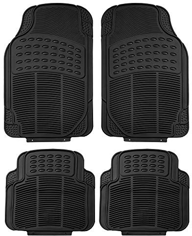 Auto-Fußmatten Schwarz Universal Fit Heavy Duty Gummi für Allwetterschutz, passend für die meisten Autos, SUVs und Lastwagen, 4-teilig (kompletter Satz trimmbare Fußmatten) FH Group F11305BLACK