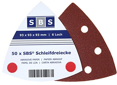 50 Stück SBS Klett-Schleifdreiecke 93x93x93 mm Korn 240 für Delta-Schleifer 6 Loch