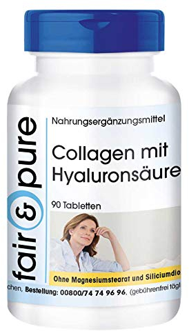 Fair & Pure® - Collagen Tabletten 640mg mit Hyaluronsäure 80mg und Vitamin C 80mg - 90 Tabletten - ohne Magnesiumstearat - Collagenhydrolysat