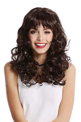 WIG ME UP - XH-083-ZA2 Perücke Damenperücke Karneval Halloween Lang Voluminös Locken Dunkelbraun Pony