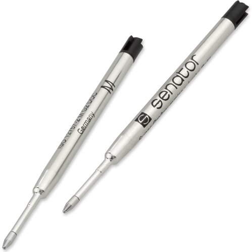 Senator Kugelschreibermine 2er-Set Metall-Großraummine Farbe: schwarz Strichbreite: 1,0 mm G2 Parker-Typ M ISO 12757-2 dokumentenecht (140-9-2SW)