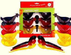 ostprodukte-versand Sonja Plastic Eierbecher Huhn 6Pack - DDR Geschenke - für Ostalgiker - Ossi Artikel