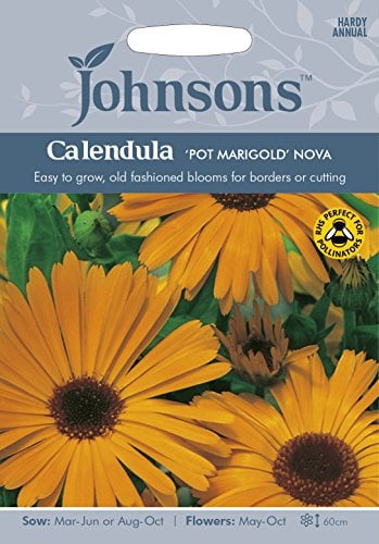 Johnsons 22312 Flower Seeds, Calendula Pot Marigold Nova, Yellow