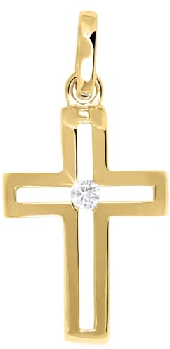 My Gold Anhänger Kreuz (Ohne Kette) Echtes Gelbgold 333 Gold (8 Karat) Zirkonia 23mm x 12mm Goldkreuz CrossFire V0010824