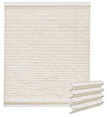 Victoria M. Plissee Standard Crush-Stoff, Plissee Sonnenschutz, Feuchtraum-Geeignet, Pflegeleichter Plisseestoff, 110 x 130 cm Creme, Crush Stoff