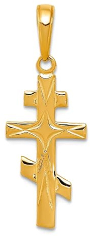 14 ct Gelb Gold Orthodoxes Kreuz Anhänger – Maßnahmen 19 x 11 mm