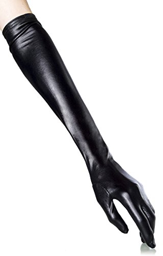 Yourdesignerz schwarze Wetlook Handschuhe lang Damen schwarz one size Handschuhe Stulpen
