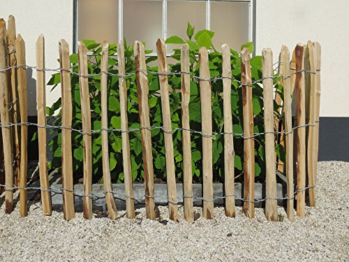 Englischer Staketenzaun Kastanie - Länge 5 Meter, Höhe 75 cm, Lattenabstand 4-6 cm