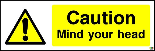 200mmx66mm Mind Your Head Sign (Self Adhesive Sticker Label)