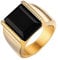 PAURO Herren Edelstahl Schwarz 18K Gold Vergoldet Onyx Ringe Vintage Größe 65