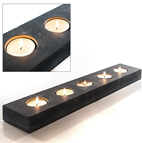 PTMD Design Teelichthalter Schiefer für 5 Teelichter. Kerzenständer Teelichttablett
