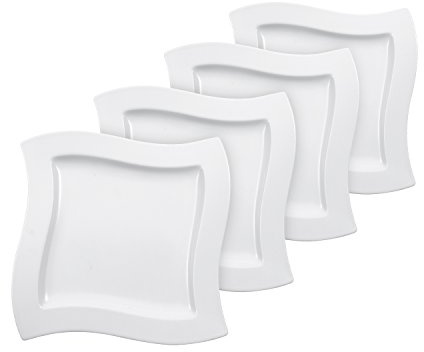 Villeroy & Boch NewWave 4er Set Speiseteller quadratisch 29.5cm weiß Porzellen