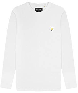 Lyle & Scott Men's Crew Neck Plain Long Sleeve T-Shirt, White), X-Large)