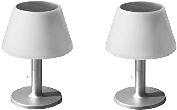 Dapo® 2x 200 lm Solar-Außen-Garten-Tisch-Leuchte-Lampe JOLLA mit Zugschalter, drei Helligkeits-Stufen. IP44 solartischlampen für außen balkon-Terrasse-Fensterbank-Treppen-Leuchte-Lampe