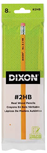 Dixon Nr. 2 gelbe Bleistifte, Holzgehäuse, schwarzer Kern, 2 HB weich, 8 Stück (14408)
