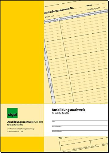 Sigel AW480 Ausbildungsnachweis, geheftet, A4, 28 Blatt (3er Pack, tägliche Berichte)