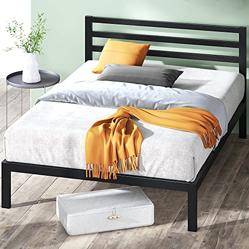 Zinus Mia Metal Platform Bed Frame with Headboard, Wood Slat Support, No Box Spring Needed, Easy Assembly, King, Black