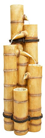 Primrose 88cm White Ginko Bamboo Effect Cascade 5 Tier Outdoor Water Feature Self Contained Cascading Fountain