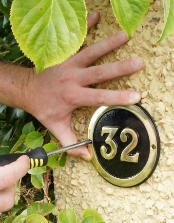 Round Black and Brass House Numbers 1-60 (41)