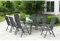 CONCEPT USINE - Salon de Jardin Aluminium - Ensemble Mobilier d'Extérieur : Table Rectangulaire Plateau en Verre + 8 Chaises Pliables et Inclinables - Gris - Design Rimini - Robuste Résiste à l'eau