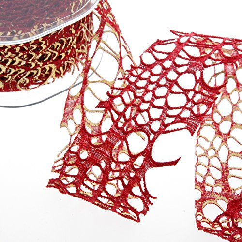 Weihnachtsband mit Goldfaden - rot - 40mm - 20m - 8245 30