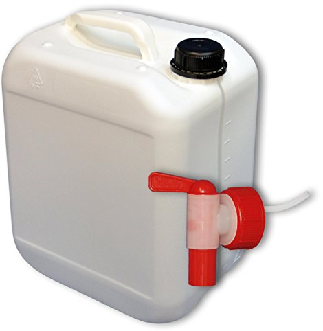 Wilai GmbH Bidón de Polietileno/Jerrycan 10 L Blanco DIN45 + 1 Grifo aeroflow Calidad alimentaria (22116+22039)