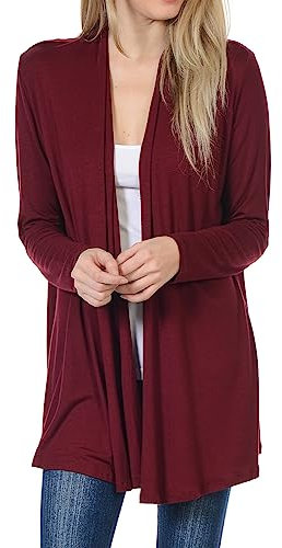 Pastel by Vivienne Langärmeliger Damen-Strickjacke, Burgunder, Groß