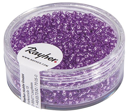 RAYHER HOBBY Rayher 1406435 Rocailles, 2 mm ø, mit Silbereinzug, flieder, nicht waschbar, Lavendel