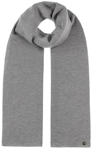 LIERYS Fine Strickschal aus Merinowolle Damen/Herren - Schal Made In Germany - Herrenschal Herbst/Winter - Winterschal grau