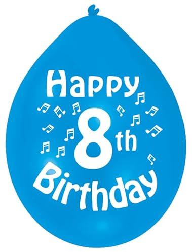 Amscan INT995551 - Blue Happy 8th Birthday 9 Latex Balloons - 10 Pack