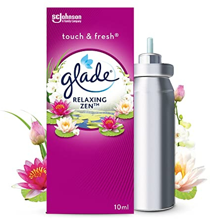 Glade Touch & Fresh Air Freshener Refill, Touch Activated Odour Eliminator for Bathroom & Home, Relaxing Zen, Pack of 12 (12 x 10ml)