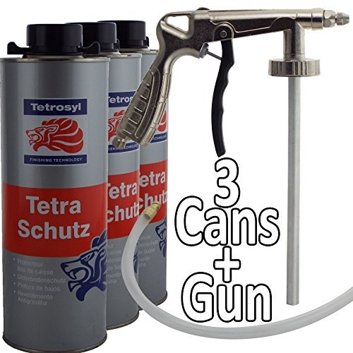 Tetraschutz Tetrosyl Schutz Paint 3 x 1 Litre Bottles + Air Application Gun Underseal/Underbody/Schutz Protection Can be applied Smooth or Textured Protect your chasis from Rust/Stone Chips