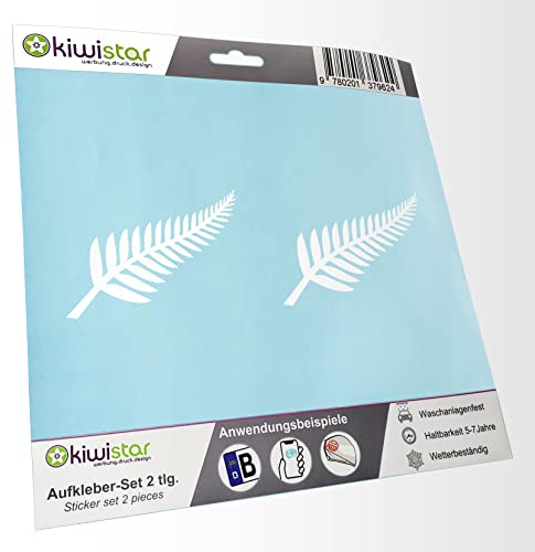 - 2X Kennzeichenaufkleber -Silver Fern - Neuseeland - Kiwis Aufkleber für Auto, Laptop, Fahrrad, LKW, Motorrad Mehrfarbig JDM Decal Racing