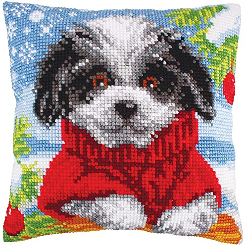 Collection D'Art Wolly Winter 5249 Cross Stitch Cushion, Cotton, Multi-Colour, 40 x 40 cm