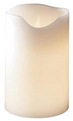 Konstsmide LED Echtwachskerze, weiß, zerlaufene Wachsoptik, mit an/aus Schalter und Lichtsensor, 20 cm, warm weiß flackernde Dioden, batteriebetrieben, Innen, 2 x C 1.5V (exkl.) - 1941-100
