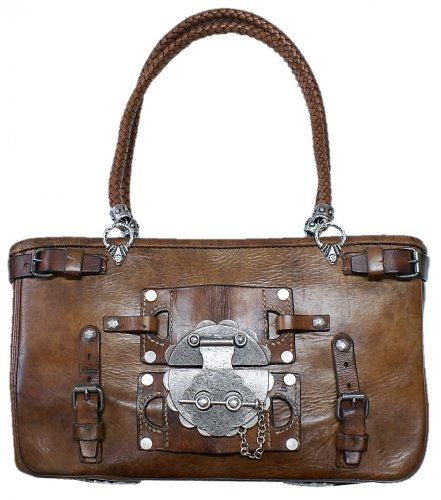 Trachtentasche Metzgertasche Tasche Handtasche Unikat original Satteltasche 1937-1939 alte Ledertasche Damentasche groß Damenhandtasche Tracht braun echt versilbert Handarbeit