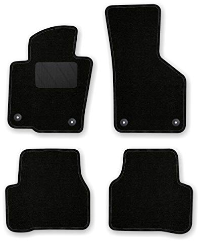 Bär-AfC Auto Fußmatten Classic passend für VW Passat 3C / B6 / B7 2005-2014, Autoteppiche Nadelvlies Schwarz, Rand Kettelung Schwarz, Textiler Trittschutz, Set 4-teilig, VW04500