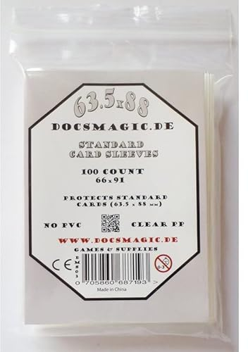docsmagic.de 100 Card Game Sleeves Klar Clear - 63,5 x 88 Standard - 66 x 91