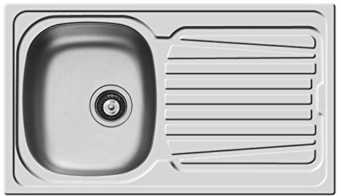 Pyramis Lavello 86x50 in Acciaio Inox lavandino 1 Vasca Sinistra + gocciolatoio lavabo con PILETTA 3,5''