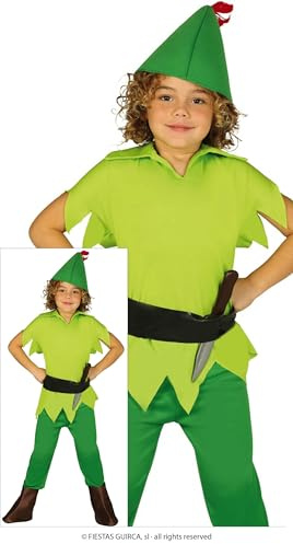 FIESTAS GUIRCA | Bogenschütze Kostüm für Kinder - T-Shirt, Gürtel, Hut und Hose - Märchen, Feen, Banditen und Musketiere - Perfekt für Welttag des Buches, Halloween und Karneval