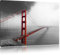 Pixxprint rote Golgen Gate Bridge in San Francisco B&W, Größe: 100x70cm, Leinwandbild, fertig gespannt, Wandbild, Dekoration, Kunstdruck, kein Poster