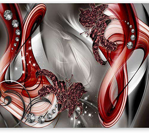 murando - Vlies Fototapete 350x256cm Foto tapete Schlafzimmer Wohnzimmer Moderne Vliestapete XXL Wandtapete Motivtapeten 3d Effekt Wand Dekoration - Blumen Abstrakt Rot Grau Diamant Blitz a-A-0221-a-c