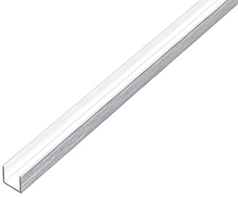 Alberts 488949 Profilé en U | aluminium, aspect acier inoxydable, clair | 1000 x 10 x 10 mm