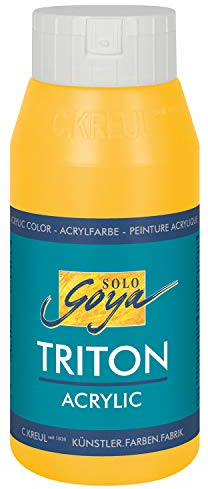 KREUL 17010 - Solo Goya Triton Acrylfarbe maisgelb, 750 ml Flasche, schnell und matt trocknend, Farbe auf Wasserbasis, in Studioqualität, vielseitig einsetzbar, gut deckend und ergiebig