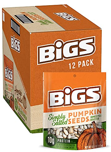 BIGS Pumpkin Seeds, Simply Salted Homestyle Flavor, 5 oz. (Pack of 12)