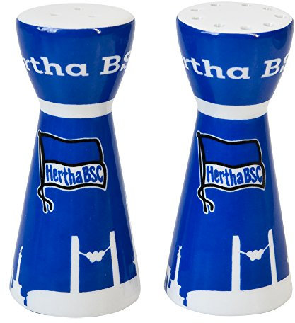 Hertha BSC Streuer Salz und Pfefferstreuer, 2er Set, Spülmaschinenfest, Porzellan, Blau-weiß, 35074