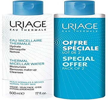 Uriage Eau Micellaire Thermale Peaux Normales à Sèches, 2 x 500 ml